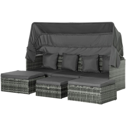 Outsunny Set Mobili da Giardino in Rattan PE Divano 3 Posti Tavolino Poggiapiedi precio