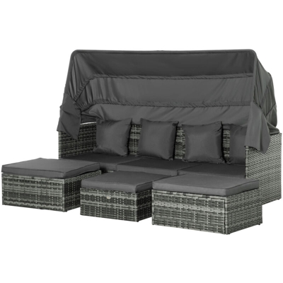 Outsunny Set Mobili da Giardino in Rattan PE Divano 3 Posti Tavolino Poggiapiedi