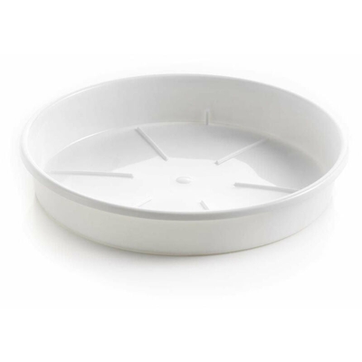 Sottovaso rotondo 'Plato' per vasi colorati da esterno e giardino. -DIAM 32 x H 5.2 cm / Bianco