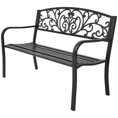 Asupermall - Panchina da Giardino 127 cm in Ghisa Nera
