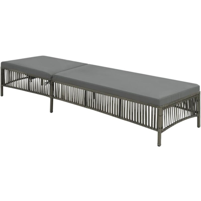Asupermall - Lettino Prendisole con Cuscino in Polyrattan Grigio