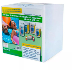 Kit di manutenzione con alghicida antialghe dicloro tricloro flocculante tester pH/cloro características