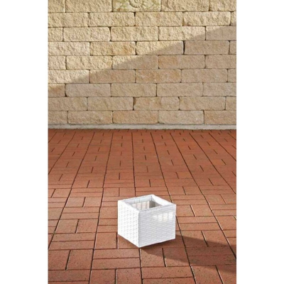 Portavaso Da Esterno Laura In Polyrattan Bianco/liscio
