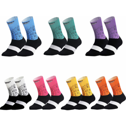 Calze da ciclismo da donna da uomo Traspiranti Traspiranti Stampa Splicing Corsa Escursionismo Calze sportive all'aperto,modello: viola grande en oferta