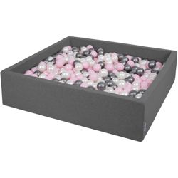 120X30cm/1000 Palline ? 7CM Quadrato Piscina Di Palline Colorate Per Bambini Fabbricato In EU, Grigio Scuro:Perla/Rosa Chiaro/Argento - grigio características