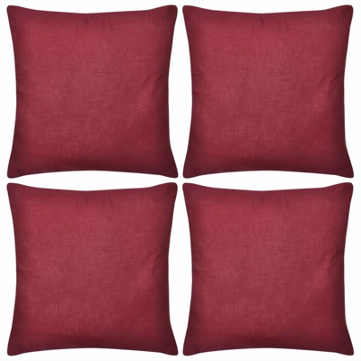 YOUTHUP Fodere per Cuscini 4 pz Bordò in Cotone 40 x 40 cm - Rosso