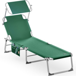 Lettino prendisole pieghevole Ibiza con tetto telaio metallo 190x59x29cm lettino a sdraio mare spiaggia piscina giardino colore a scelta Verde en oferta