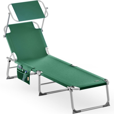 Lettino prendisole pieghevole Ibiza con tetto telaio metallo 190x59x29cm lettino a sdraio mare spiaggia piscina giardino colore a scelta Verde