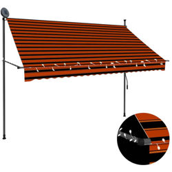 Tenda da Sole Retrattile Manuale con LED 250 cm Arancione e Marrone - Multicolore - Vidaxl en oferta