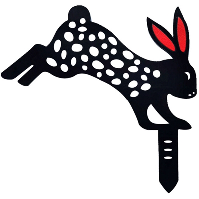 Nuovo stile Pastorale Decorazione Rabbit Yard Art Garden Hollow-Out Pattern 6PCS Imitation Rabbit Animal Ornaments,Stile coniglio-E nero e rosso
