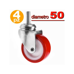 Tradeshop - RUOTA CON PERNO GIREVOLE PER CARRELLO SEDIA DIAMETRO 5CM 50 MM NUCLEO PLASTICA en oferta