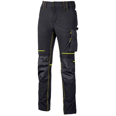 ATOM - PANTALONE DA LAVORO IN COMODO TESSUTO U-4 RESISTENTE, TRASPIRANTE, IDROREPELLENTE - PE145BC BLACK CARBON U-POWER - Taglia XL