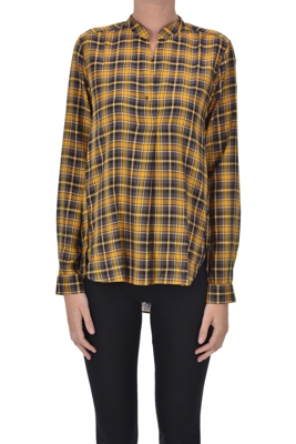 Checked print lyocell blouse