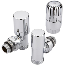 Hudson Reed Coppia di Valvole Termostatiche per Termosifoni con Design a Squadra - Adattatori Tubi In Multistrato Ø16mm - Ottone Solido Cromato precio