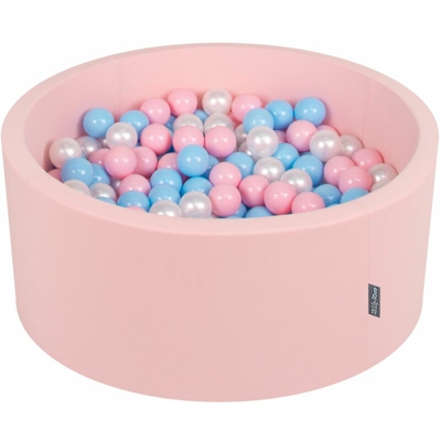 KiddyMoon 90X40cm/200 Palline ∅ 7CM Piscina Di Palline Colorate Per Bambini Tondo Fabbricato In EU, Rosa:Azzurro/Rosa Ch/Perla - rosa:azzurro/rosa