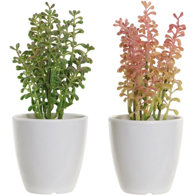 Pianta Decorativa Melammina Gres Polipropilene (PP) (2 pcs) (10 x 8 x 18.5 cm) - Dkd Home Decor