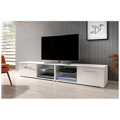 Porta Tv Modernista Punes Bianco / bianco Lucido 140 Cm