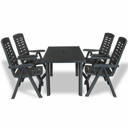 YOUTHUP Set da Pranzo da Giardino 5 pz in Plastica Antracite - Grigio precio