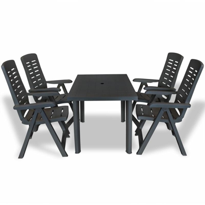 YOUTHUP Set da Pranzo da Giardino 5 pz in Plastica Antracite - Grigio