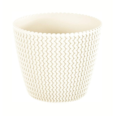 Vaso di fiori rotondo 11,5L Splofy in plastica in colore crema, Ø29,5 x 24,9 cm - Prosperplast