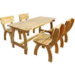 YOUTHUP Set da Pranzo da Giardino 5 pz in Legno di Pino Impregnato - Marrone en oferta