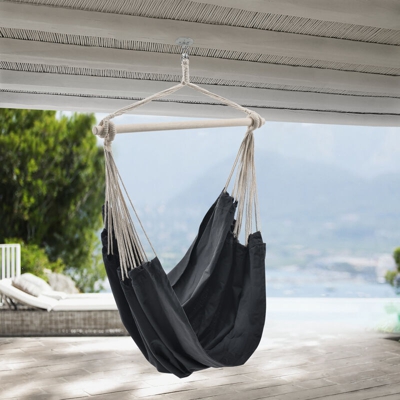 Casa.pro - Sedia Amaca Sospesa Girevole a 360° Poltrona Appendibile per Interno / Esterno 180 x 125 cm Carico max.150 kg - Grigio Scuro