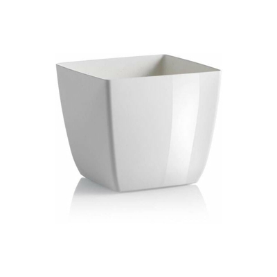 Vaso quadrato 'Colour Santiago' da esterno e giardino per piante e fiori. -15 x 15 x H 14.3 cm / Bianco