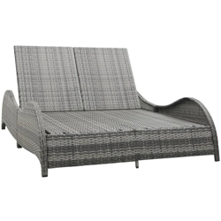 Lettino Prendisole Doppio con Cuscino in Polyrattan Antracite - Antracite - Vidaxl en oferta