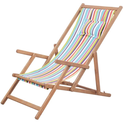 YOUTHUP Sdraio da Spiaggia Pieghevole Tessuto Telaio Legno Multicolore - Multicolore