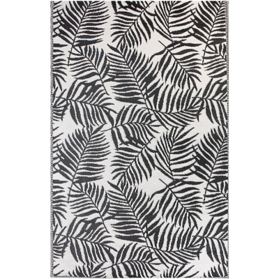 Tappeto da esterno 180 x 270 cm motivo foglie di palma nero KOTA