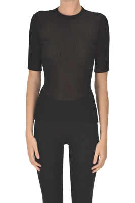 Ribbed viscose pullover