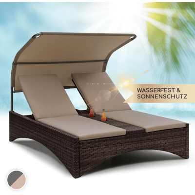 Eremitage Double Lounger lettino da sole per 2 persone in alluminio/rattan grigio - Blumfeldt