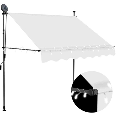 Tenda da Sole Retrattile Manuale con LED 150 cm Crema - crema - Vidaxl