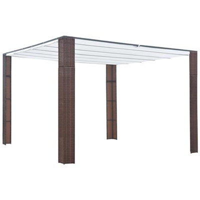 Gazebo Con Tetto In Polyrattan 300x300x200cm Marrone E Crema