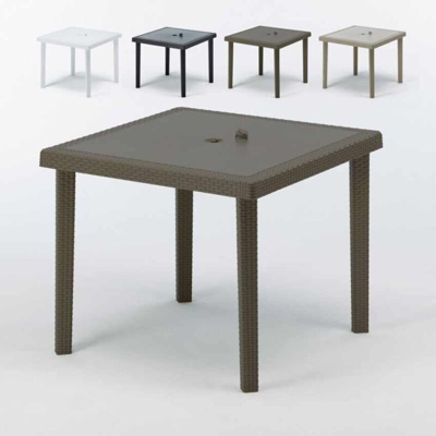 12 Tavoli bar poly rattan quadrati 90x90 Boheme | Marrone - Grand Soleil