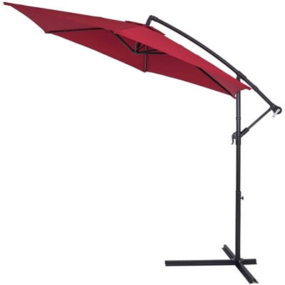 Ombrellone decentrato a braccio laterale alluminio Ø300cm protezione UV 30 Rosso