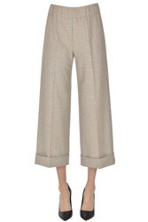 Cropped wool-blend trousers precio