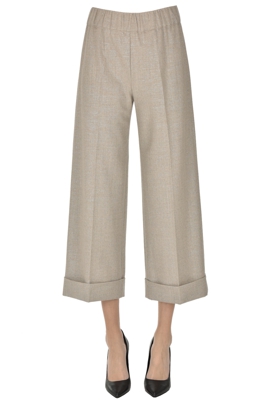 Cropped wool-blend trousers