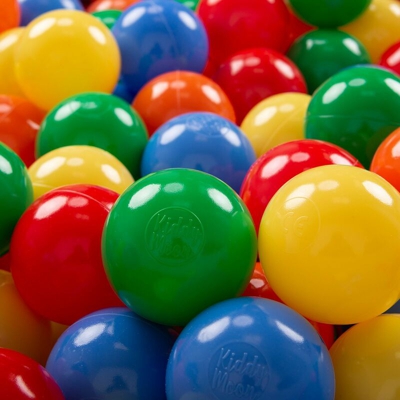 KiddyMoon 50 ? 7CM Palline Morbide Colorate Per Piscina Bambini Fatto In EU, Giallo/Verde/Blu/Arancione - giallo/verde/blu/arancione