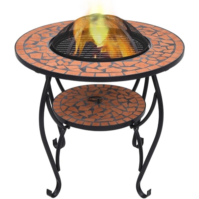 YOUTHUP Tavolo con Braciere a Mosaico Terracotta 68cm in Ceramica - Marrone