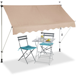 Relaxdays - Tenda da Sole, Protezione per il Balcone, Regolabile, senza Forare, a Manovella, 250 cm di Larghezza, Beige en oferta