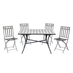 Set pranzo da giardino con tavolo e 4 sedie pieghevoli in mosaico di ceramica características