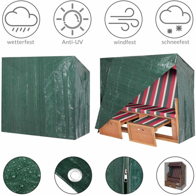 Kingsleeve Copertura per Strandkorb Cesta da Spiaggia Idrorepellente 125 x 90 x 165 cm PE Fodera Protettiva