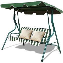 Costway - Dondolo a Tre Posti con Oscurante per Proteggersi dal Sole,Colori Disponibili:Nero Caffè Verde più Bianca precio