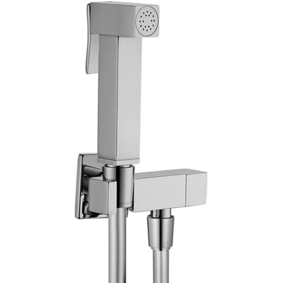 Idroscopino quadrato in ottone cromato con tubo flessibile silver
