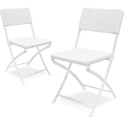 Relaxdays - Sedia da Giardino Pieghevole in Stile Rattan, Modello BASTIAN, in Set da 2, HLP 82x44x50 cm, Bianco