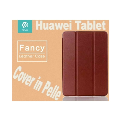 custodia a libro in pelle per huawei t1-701u marrone lif defat712m