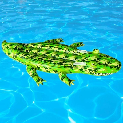 Coccodrillo Gonfiabile Cavalcabile Per Bambini 165 Cm Camo Mare Piscina