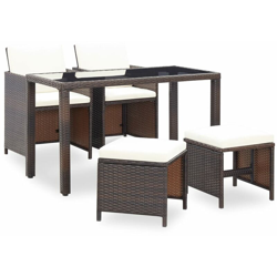 Set da Pranzo da Giardino con Cuscini in Polyrattan Marrone vari modelli modelli : 5 Pz características