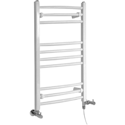 Hudson Reed Ive Scaldasalviette Misto Curvo Moderno - Termoarredo Bagno a Scaletta Bianco - Design Elettrico & Idraulico - 372W - 800 x 500mm